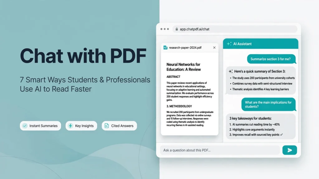 Chat with PDF – 7 smart ways students and professionals use AI to read faster and extract key information