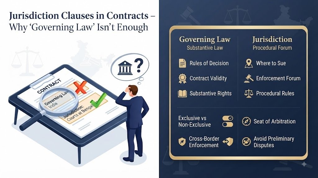 Jurisdiction clause vs governing law in contracts - Legal expert explains why governing law alone isn't enough. Learn the difference between exclusive and non-exclusive jurisdiction, cross-border enforcement, and how to draft jurisdiction clauses properly. By Parvez Ali, Contract Lawyer.