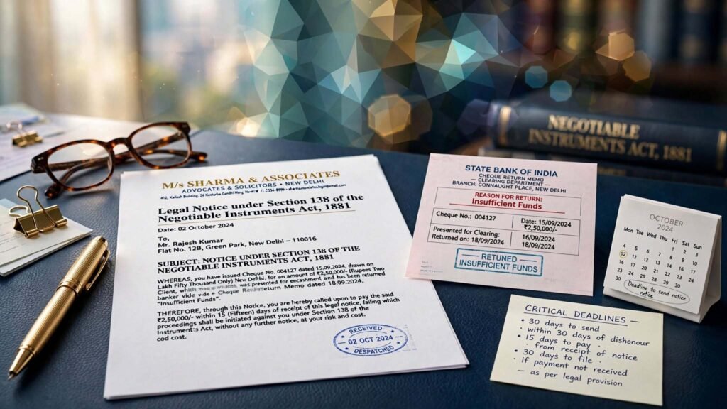 Cheque bounce notice complete legal guide under Section 138