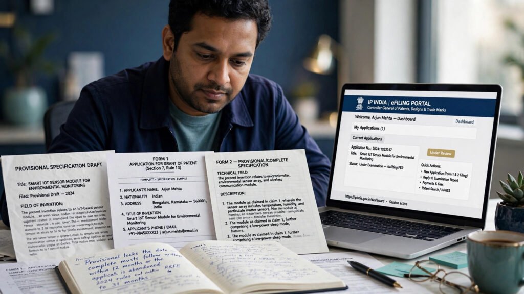 Patent filing in India provisional vs complete specification