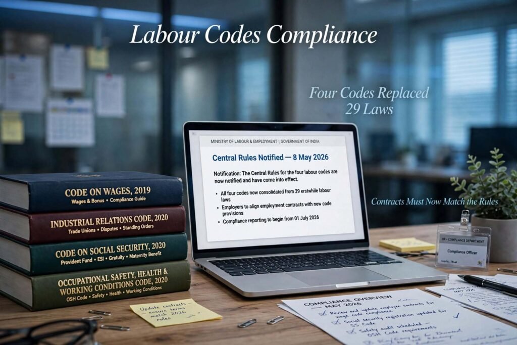 Labour Codes Compliance, Labour Codes Central Rules 2026, Employment Contract Update India, 50% Wage Rule, Fixed Term Employment India, Gratuity for Fixed Term Employees,